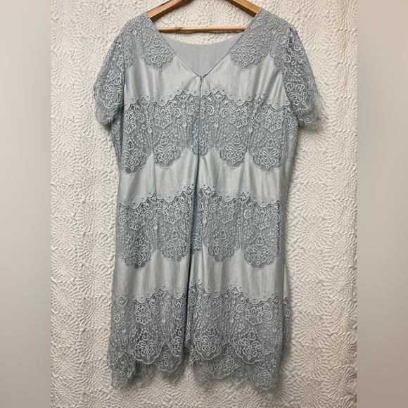 Sundance Northern Sky Shift Dress Size XXL Light Blue Layered Lace Wedding EUC - Picture 9 of 10